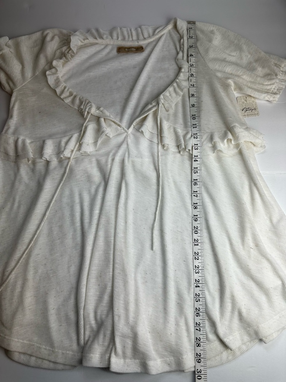 Free People Ruffle Romper Women's Size Small NEW WITH TAGS White flecked Flax - Picture 9 of 12
